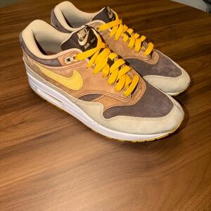 Nike Air Max Men's 1 “Ugly Duckling” Sneakers - Brown, Yellow, and Cream